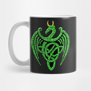 Faux Green Glitter Celtic Dragon Mug